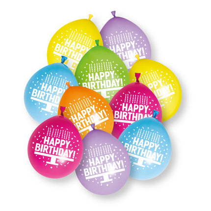 10st Happy Birthday 9" Latex Ballonnen