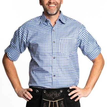 Oktoberfest Blouse Heren Blauw van Partychimp koop je bij Partywinkel