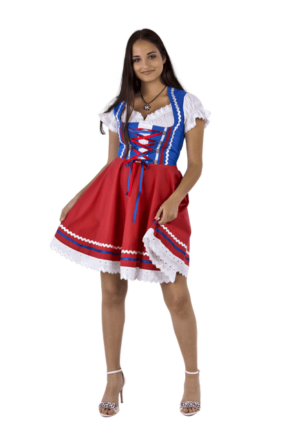 Oktoberfest Dirndl Jurk Oktoberfest Rood Blauw Dames 2 Delig van Haus Huberts koop je bij Partywinkel