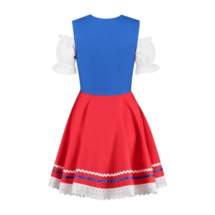Oktoberfest Dirndl Jurk Oktoberfest Rood Blauw Dames 2 Delig van Haus Huberts koop je bij Partywinkel