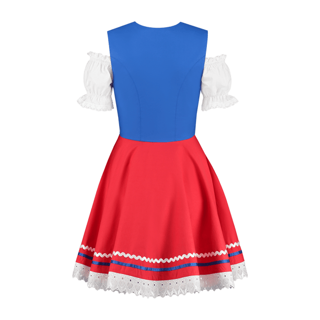 Oktoberfest Dirndl Jurk Oktoberfest Rood Blauw Dames 2 Delig van Haus Huberts koop je bij Partywinkel