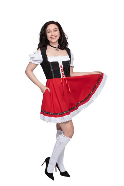 Oktoberfest Dirndl Jurk Oktoberfest Zwart Rood Dames van Haus Huberts koop je bij Partywinkel