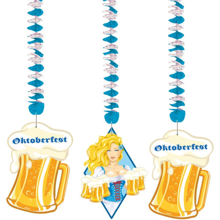 Oktoberfest Hangdecoratie Bierpullen 75cm 3st van Folat koop je bij Partywinkel