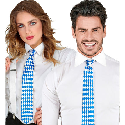 Oktoberfest Stropdas Blauw Wit van Widmann koop je bij Partywinkel
