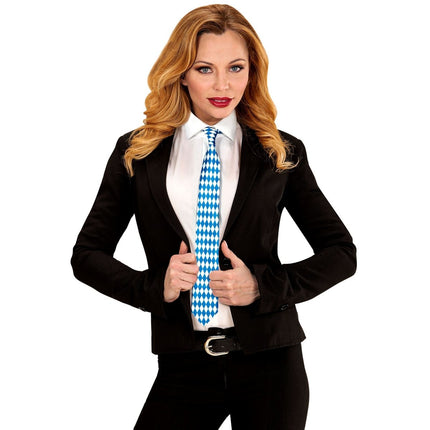 Oktoberfest Stropdas Blauw Wit van Widmann koop je bij Partywinkel