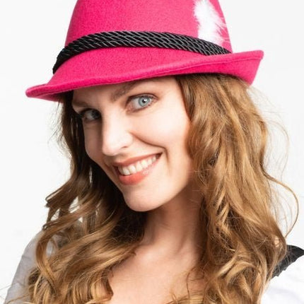 Oktoberfest Tiroler Hoed Beieren Roze van Partychimp koop je bij Partywinkel