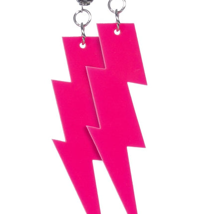 Neon Roze Oorbellen Bliksem van Wilbers & Wilbers koop je bij Partywinkel