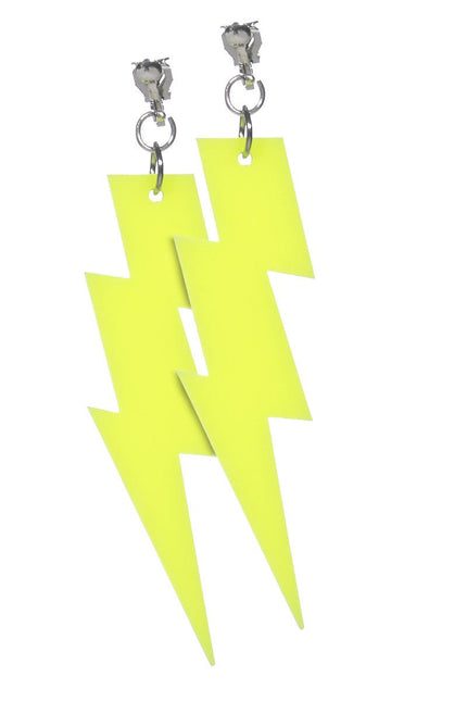 Neon Gele Oorbellen Bliksem van Wilbers & Wilbers koop je bij Partywinkel