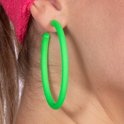 Neon Groene Oorbellen van Wilbers & Wilbers koop je bij Partywinkel