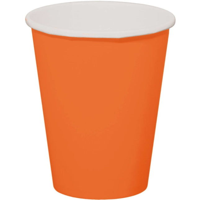 Oranje Bekers Karton 350ml 8st van Folat koop je bij Partywinkel
