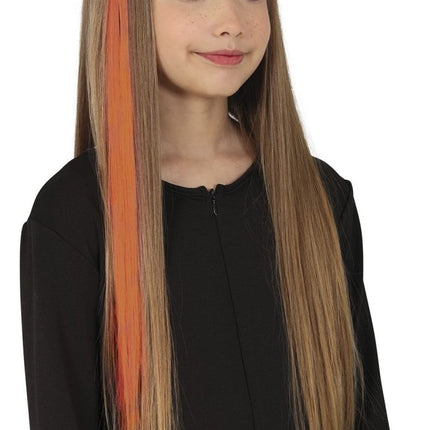 Oranje Hair Extension 50cm 3st van Fiestas Guirca koop je bij Partywinkel