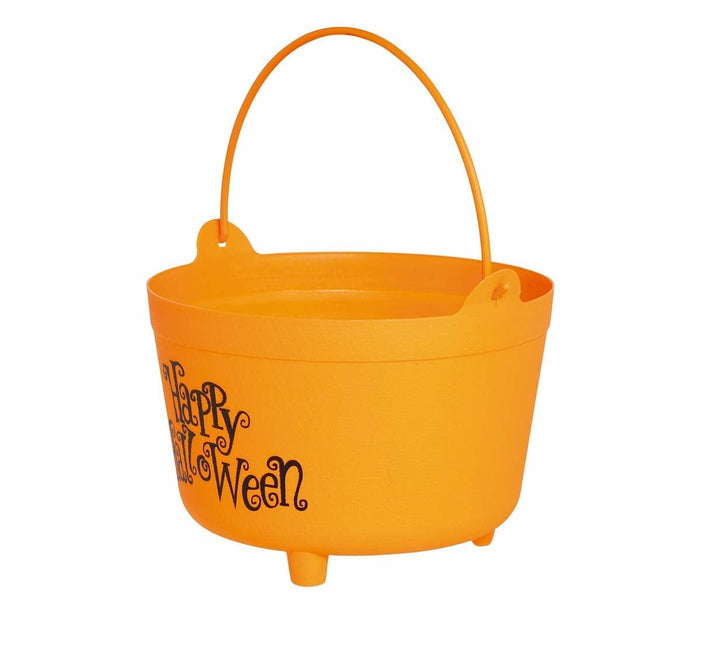 Oranje Halloween Snoep Emmer Happy Halloween 30cm van Fiestas Guirca koop je bij Partywinkel