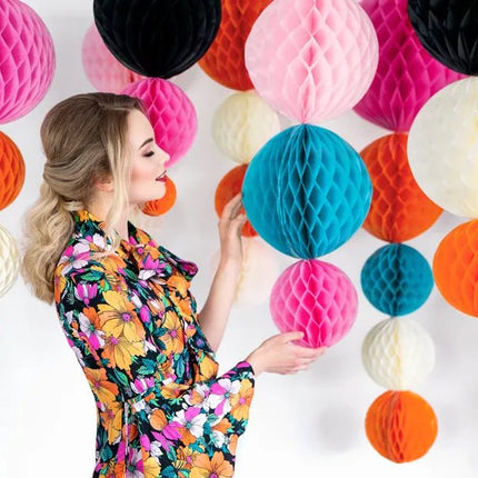 Oranje Honeycomb 20cm van Partydeco koop je bij Partywinkel