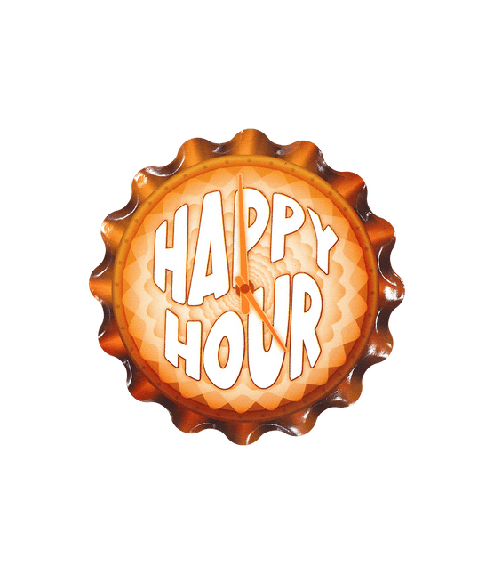 Oranje Onderzetters Happy Hour 11cm van Paper Dreams koop je bij Partywinkel