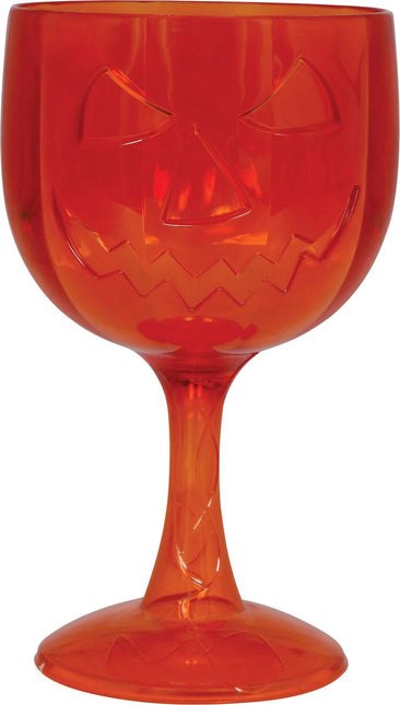 Oranje Wijnglas Pompoen 18cm van Fiestas Guirca koop je bij Partywinkel