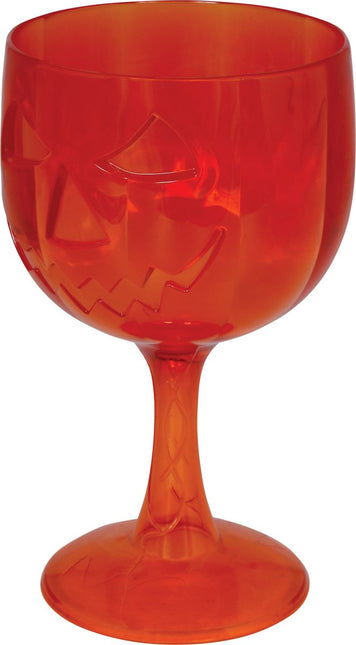 Oranje Wijnglas Pompoen 18cm van Fiestas Guirca koop je bij Partywinkel