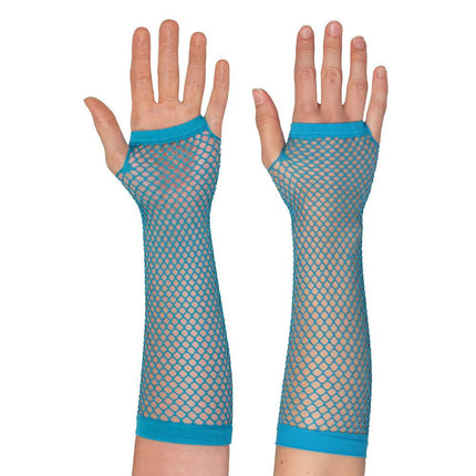 Paar handschoenen eleboog Mesh neonblauw van Boland koop je bij Partywinkel