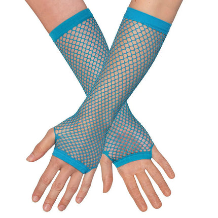 Paar handschoenen eleboog Mesh neonblauw van Boland koop je bij Partywinkel