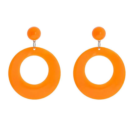 Paar oorbellen Retro neonoranje van Boland koop je bij Partywinkel