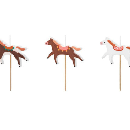 Paard Kaarsen 6cm 3st van Partydeco koop je bij Partywinkel