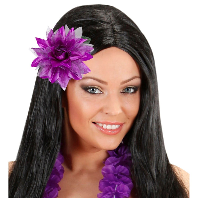 Paars Haarbloem Glitter van Widmann koop je bij Partywinkel