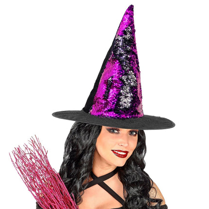 Paars Zwarte Heksenhoed Omkeerbaar van Widmann koop je bij Partywinkel