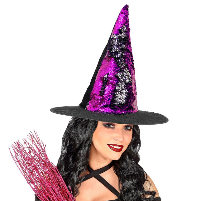 Paars Zwarte Heksenhoed Omkeerbaar van Widmann koop je bij Partywinkel