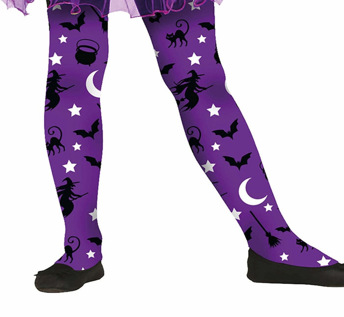 Paarse Halloween Legging Heksen Kind van Fiestas Guirca koop je bij Partywinkel