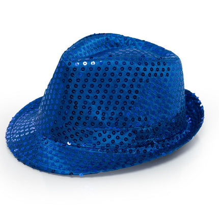 Pailletten Hoedje Blauw met Licht incl Batterijen van Partychimp koop je bij Partywinkel