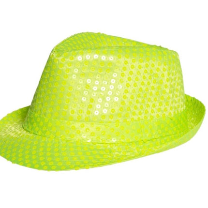 Pailletten Hoedje Neon Groen van Partychimp koop je bij Partywinkel