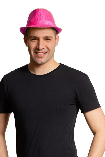 Pailletten Hoedje Neon Roze van Partychimp koop je bij Partywinkel