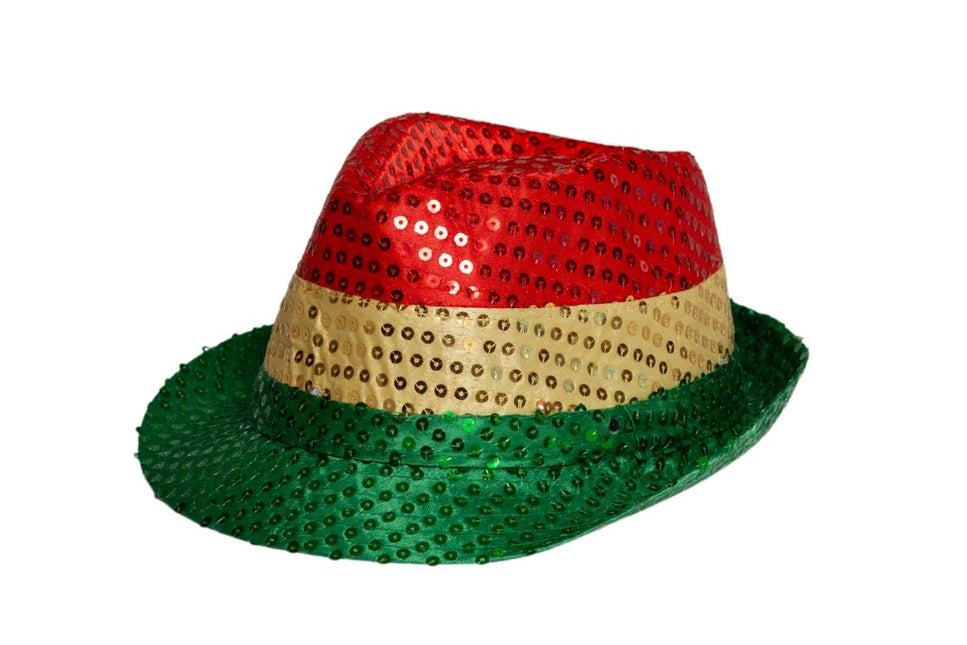 Pailletten Hoedje Rood/Geel/Groen met licht incl Batterijen van Partychimp koop je bij Partywinkel