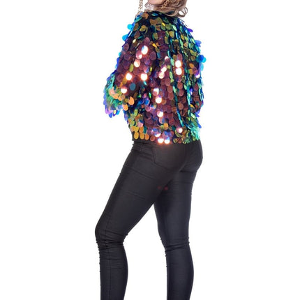 Blauw Gouden Jas Dames Pailetten Kort van Wilbers & Wilbers koop je bij Partywinkel