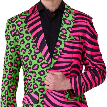 Panter Tijger Neon Blazer Heren Suitmeister van Suitmeister koop je bij Partywinkel