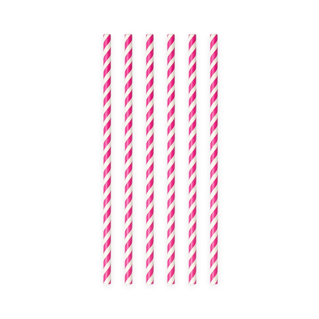 Papieren Rietjes Fuchsia Gestreept 19,7cm 20st van WeFiesta koop je bij Partywinkel