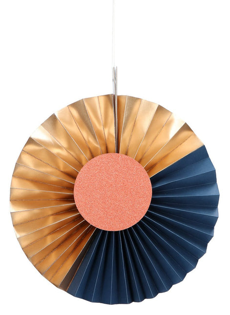 Papieren Waaiers Blauw 35cm 3st van Folat koop je bij Partywinkel