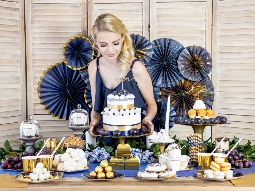 Papieren Waaiers Blauw Set 23 - 40cm 4 delig van Partydeco koop je bij Partywinkel