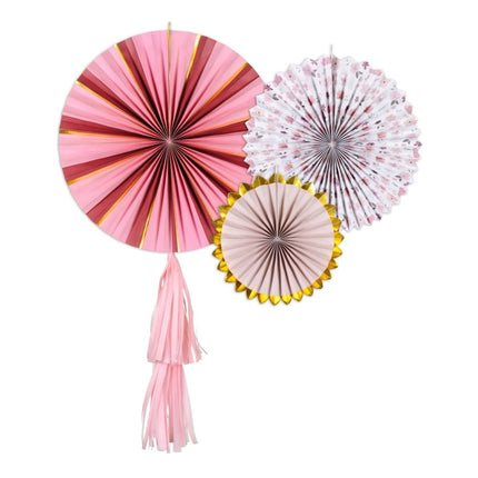 Papieren Waaiers Bloemen 3st van Partydeco koop je bij Partywinkel