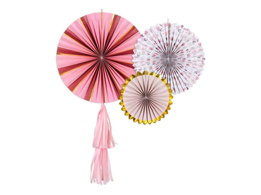 Papieren Waaiers Bloemen 3st van Partydeco koop je bij Partywinkel