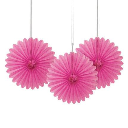 Papieren Waaiers Fuchsia 15cm 3st van Unique koop je bij Partywinkel