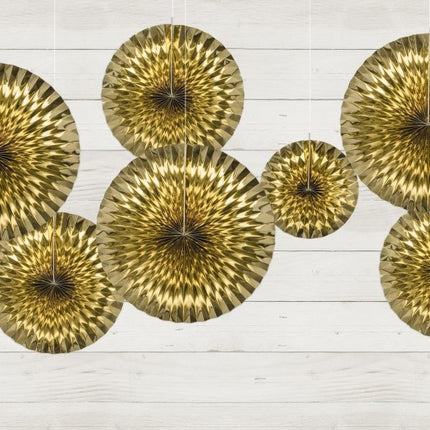 Papieren Waaiers Goud Set 23 - 40cm 3 delig van Partydeco koop je bij Partywinkel