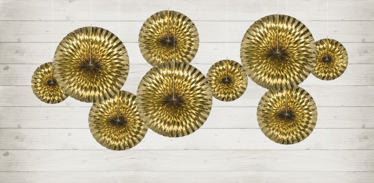 Papieren Waaiers Goud Set 23 - 40cm 3 delig van Partydeco koop je bij Partywinkel
