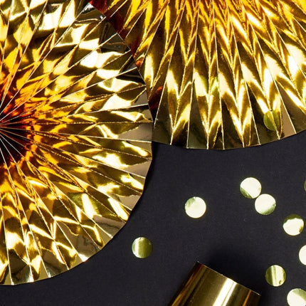 Papieren Waaiers Goud Set 23 - 40cm 3 delig van Partydeco koop je bij Partywinkel