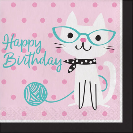 Party Cats Servetten Happy Birthday 33cm 16st van Creative Converting koop je bij Partywinkel