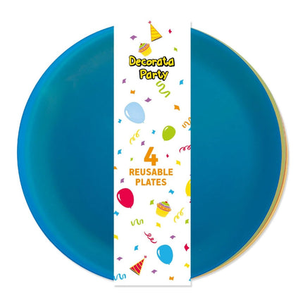 Party Reusable Products Reusable Semi Transparent Plates 20.5Cm 4 Colors Assorted 4St van Procos koop je bij Partywinkel
