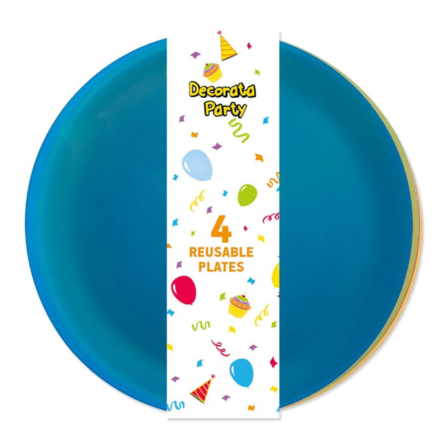 Party Reusable Products Reusable Semi Transparent Plates 20.5Cm 4 Colors Assorted 4St van Procos koop je bij Partywinkel