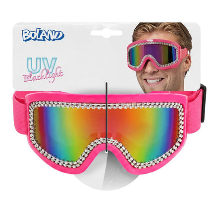 Party skibril Rave neonroze UV van Boland koop je bij Partywinkel