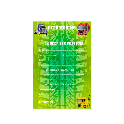 Party Uitnodigingen Trucks 16cm van Paper Dreams koop je bij Partywinkel