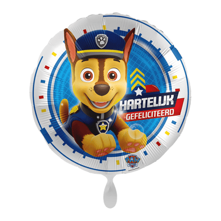 Paw Patrol Helium Ballon Hartelijk Gefeliciteerd Leeg 43cm van Premioloon koop je bij Partywinkel