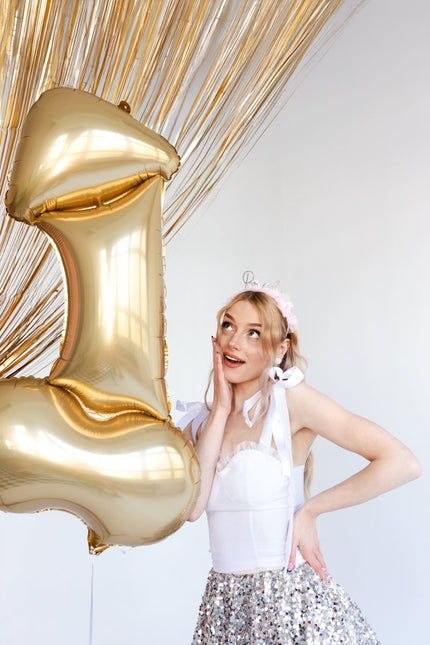 Penis Helium Ballon Goud Leeg 55cm van Partydeco koop je bij Partywinkel